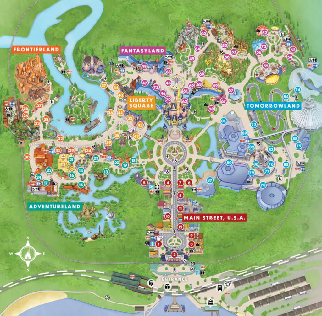 A map of Disney World's Magic Kingdom Park